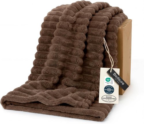 Bedsure GentleSoft Brown Fleece Blanket - Cozy 50x60 Inch Throw for Couch and Home Decor