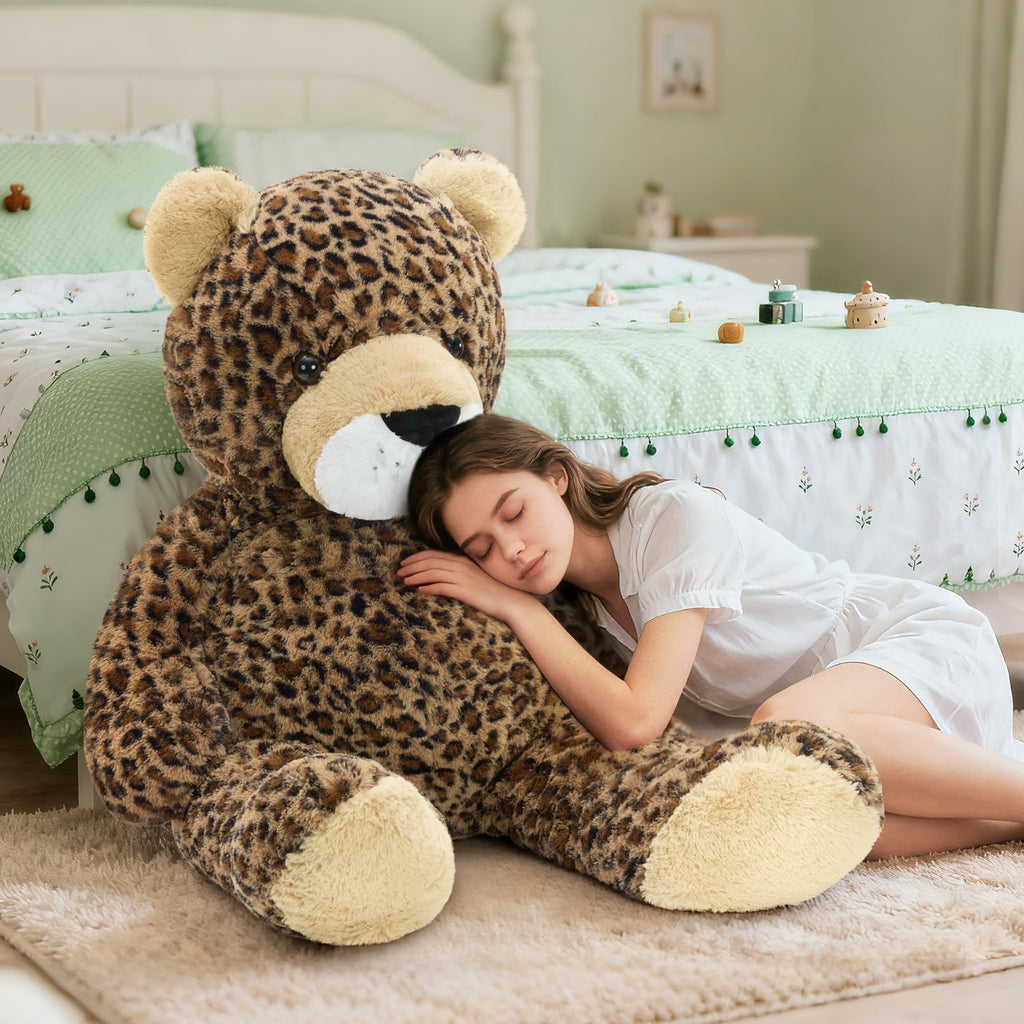 MaoGoLan 51" Giant Cheetah Stuffed Animal Plush Toy, Large Leopard Stuffed Animal Plush Pillow for Girlfriend Boyfriend Kids, Super Soft Cheetah Stuffy Gift for Valentines Birthday Baby Shower Decor