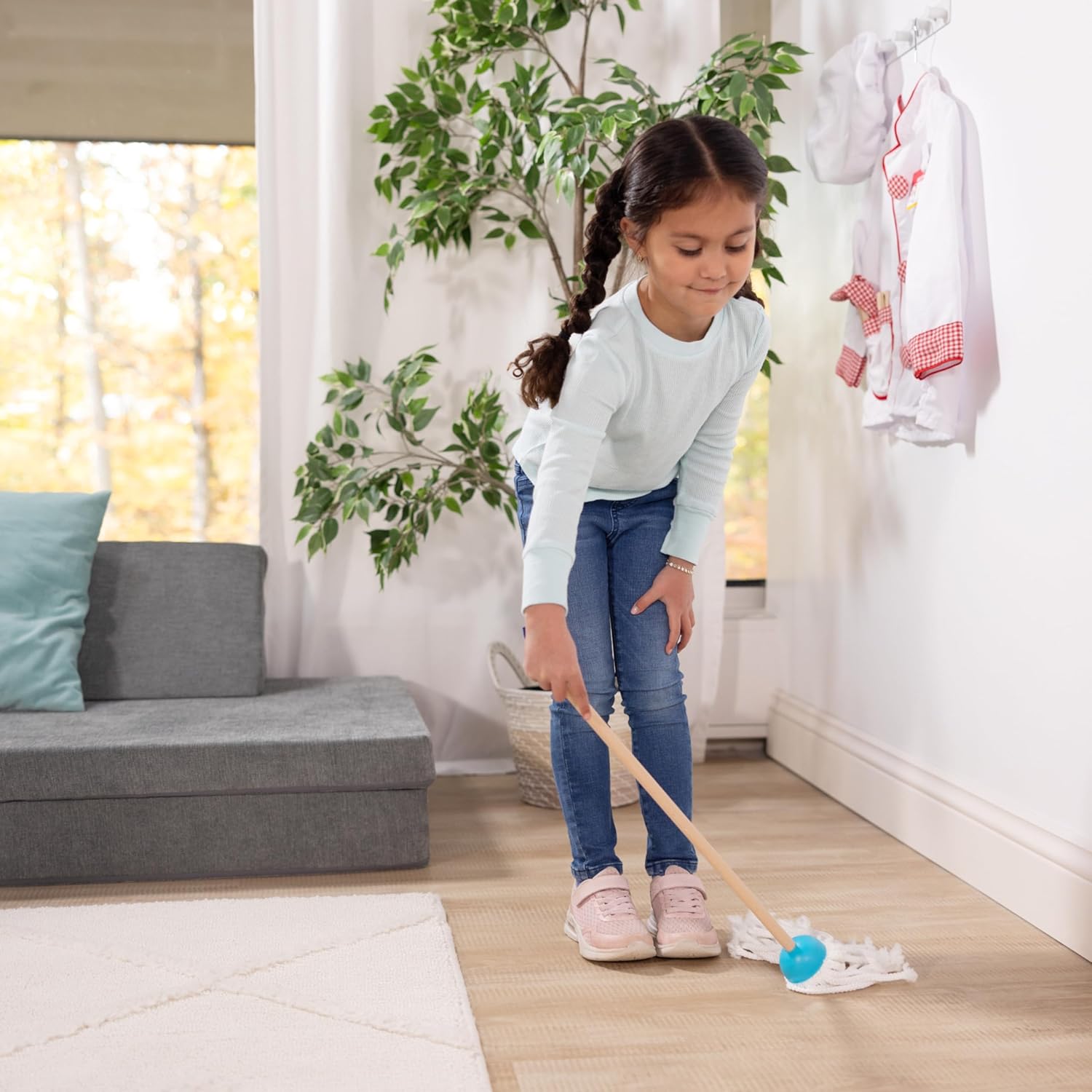 Melissa & Doug Toddler Cleaning Set - 6-Pc. Dust Sweep Mop with Broom & Accessories for Kids 3+