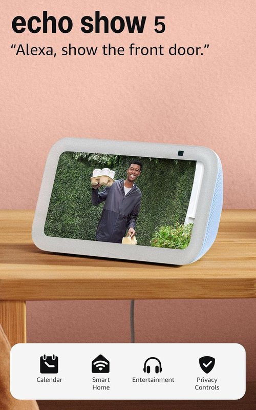 Echo Show 5 - Smart Display with Alexa Emergency Assist | Glacier White, Latest Model