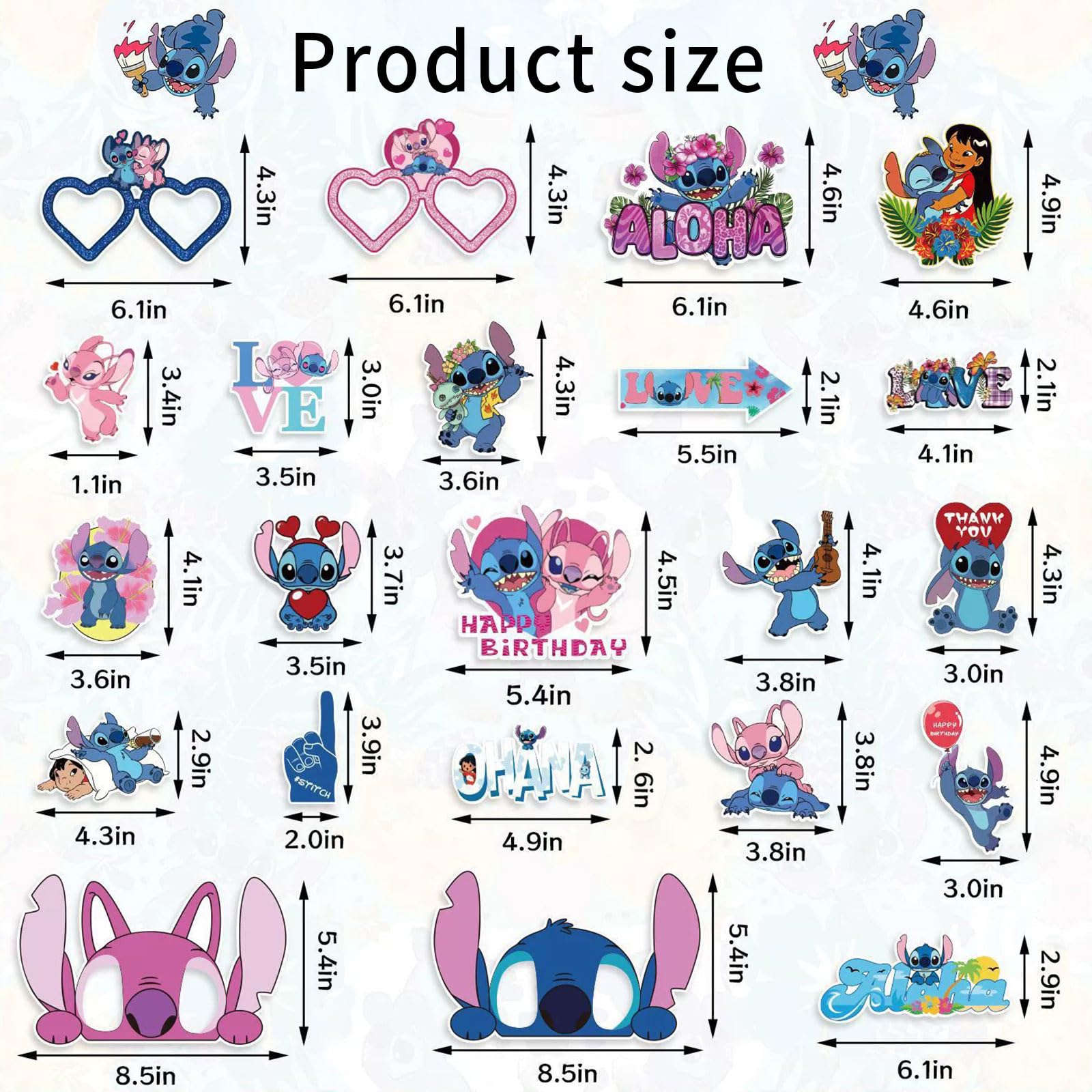22 Pcs Party Decorations, Cute Photo Booth Props, Cartoon Party Supplies for Girls and Boys, Birthday Party Celebration Decoration Photography Props