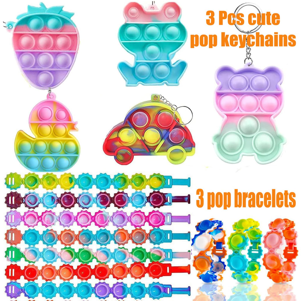 Mctuoba 128 Pcs Party Favors for Kids, Pop Fidget Toys Bulk, Treasure Box Toys, Pinata Stuffers, Classroom Prizes, Goodie Bag Filler, Treasure Chest Carnival Prize for Boys Girls 4-8