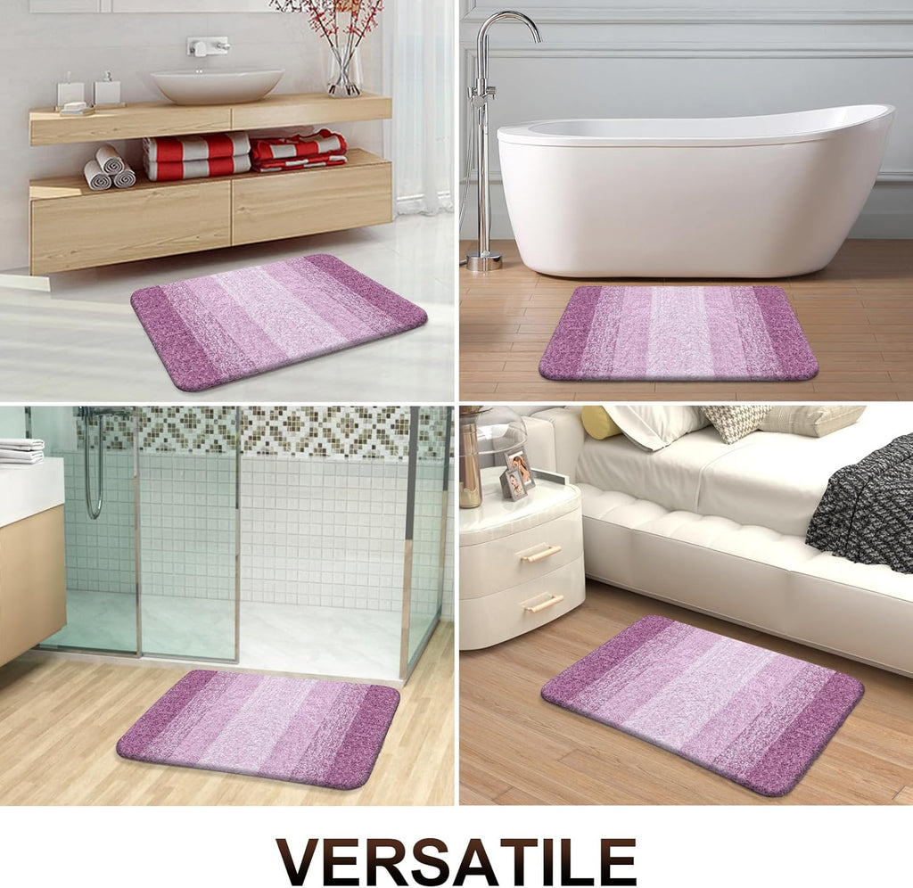OLANLY Bathroom Runner Rug - Extra Soft Microfiber Mat with Rubber Backing | Quick Dry, 59x20, Pinkish-Purple