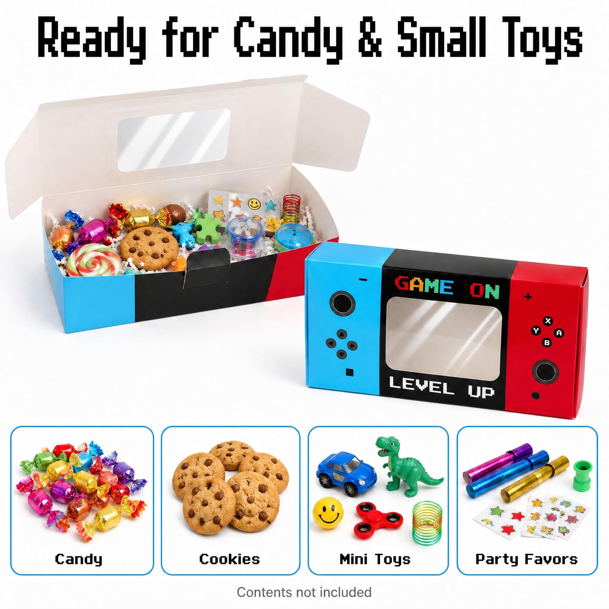 Sahjzk 12PCS Video Game Party Favor Boxes with Clear Window | Gamer Goodie Boxes for Kids Birthday Supplies | Gaming Themed Treat Boxes for Candy & Toys | Party Decorations & Gifts