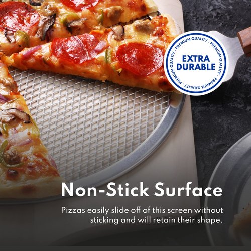 New Star Foodservice Restaurant-Grade Seamless Aluminum Pizza Baking Screen, 20 Inch, Pack of 6