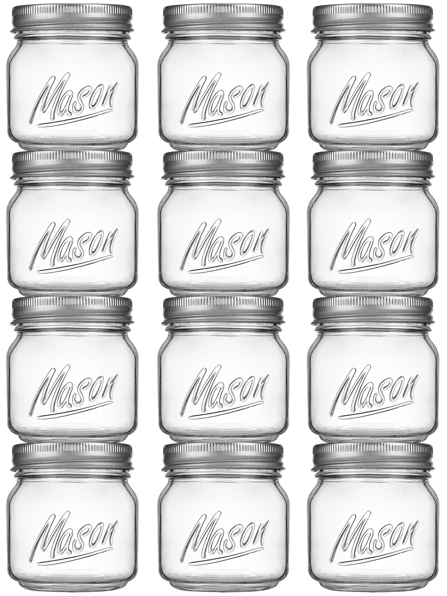 Mason Jars 10oz - 12Pack Glass Jars with Leak Proof & Food Grade Canning Jars for Spices, Dry Food Storage & DIY Crafts, Perfect for Home Cooks, Meal Prep, and Crafting Enthusiasts