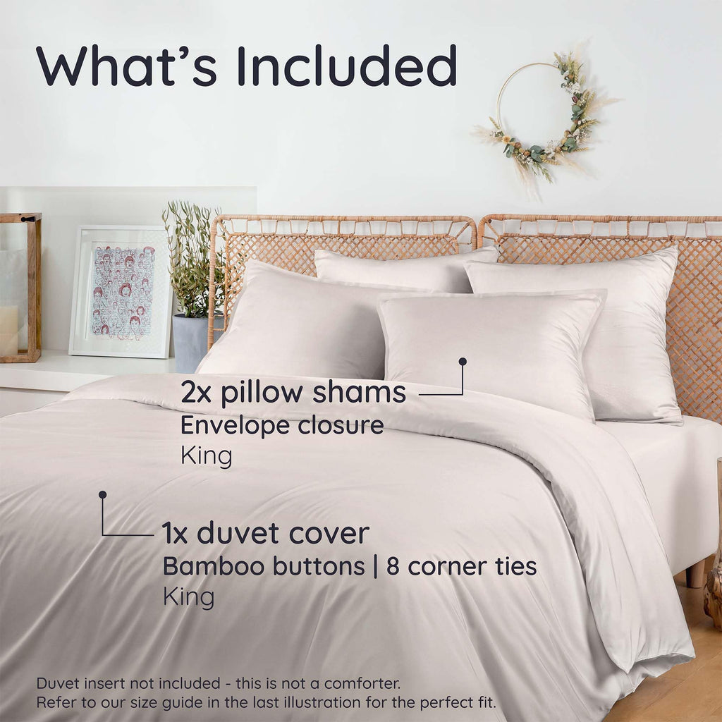 Bambaw 100% Viscose Derived from Bamboo Duvet Cover King Size – 3 Piece Duvet Cover Cooling King Size, Extra Soft & Breathable, Includes 2 King Pillow Shams, No Comforter (Sand)
