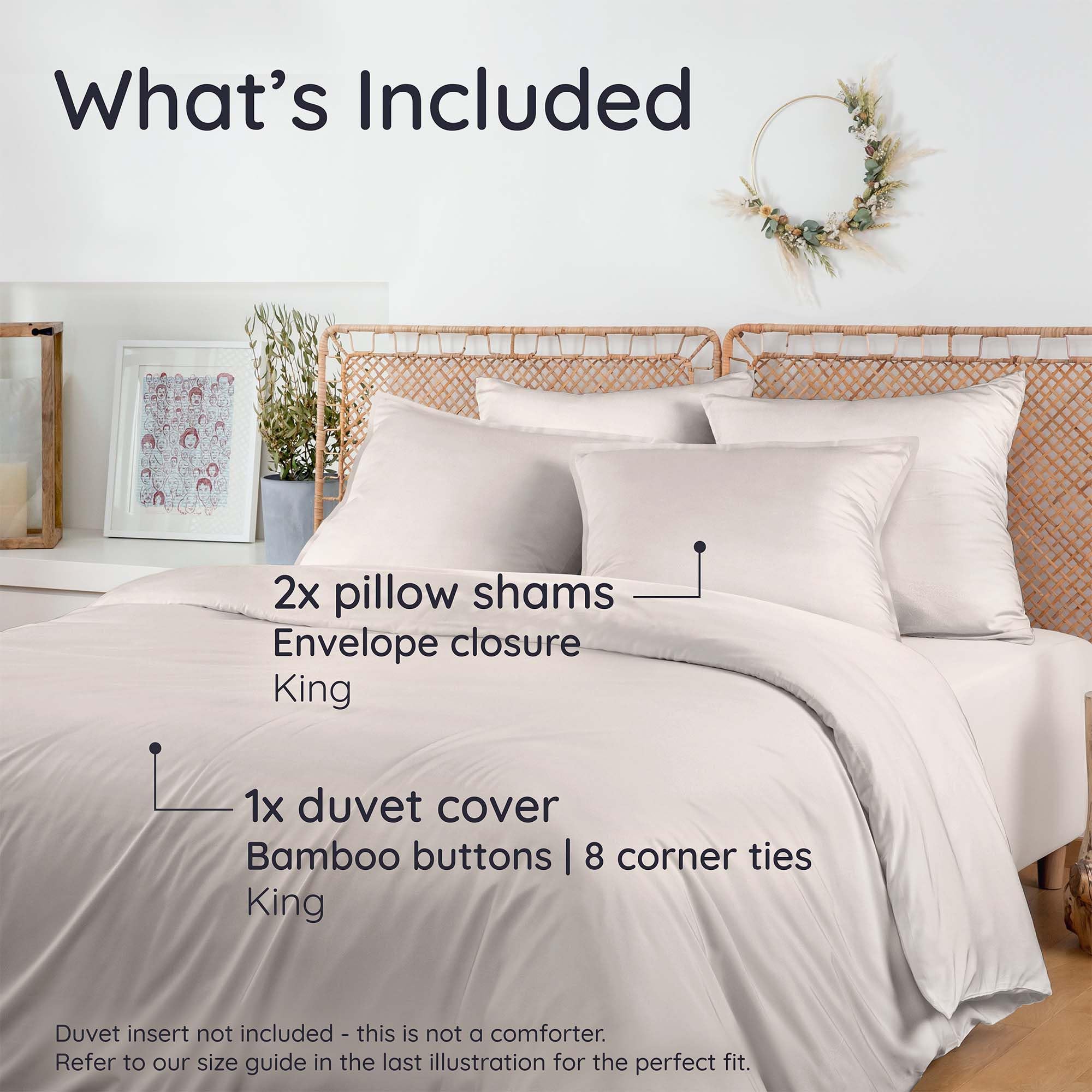 Bambaw 100% Viscose Derived from Bamboo Duvet Cover King Size – 3 Piece Duvet Cover Cooling King Size, Extra Soft & Breathable, Includes 2 King Pillow Shams, No Comforter (Sand)
