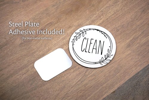 Dishwasher Magnet Clean Dirty Sign, Double-Sided Clean/Dirty for Stainless Steel Dishwashers, White & Blue Magnetic Home and Kitchen Gadgets