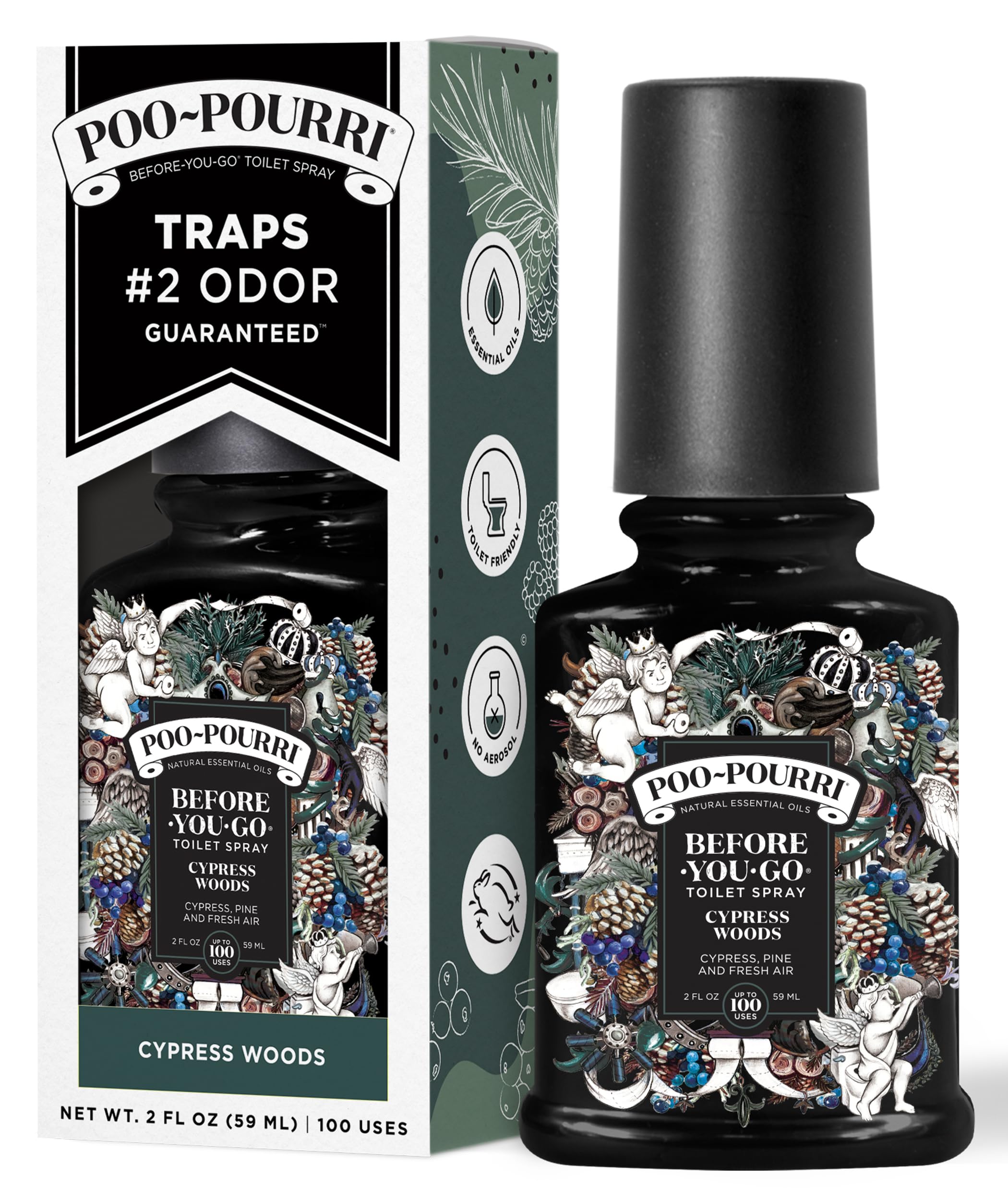 Poo-Pourri Before-You-Go Toilet Spray, Cypress Woods, 2 Fl Oz - Cypress, Pine and Fresh Air