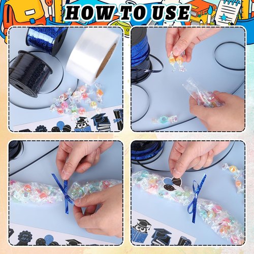 FYSUIMU Graduation Candy Lei Making Kit - Glitter Gold & Black Tubing with Congrats Grad Sticker & Ribbon