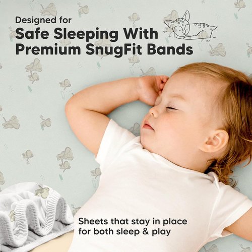 Elly Pack and Play Sheets - Soft & Cozy 2-Pack Fitted Mini Crib Sheets for 38x26 Mattresses | Neutral Toddler Bedding