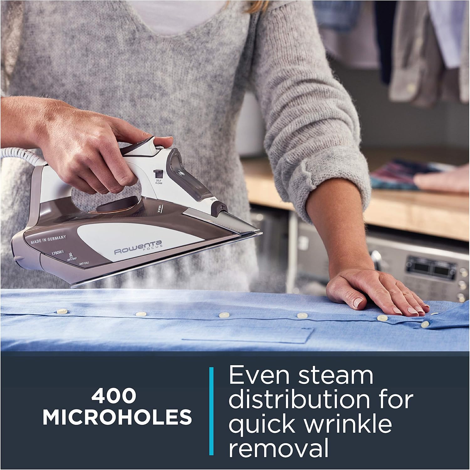 Rowenta Steam Iron - 1700 Watts Portable Iron with Micro Steam Stainless Steel Soleplate | Ideal for Cotton, Wool, Silk, and More