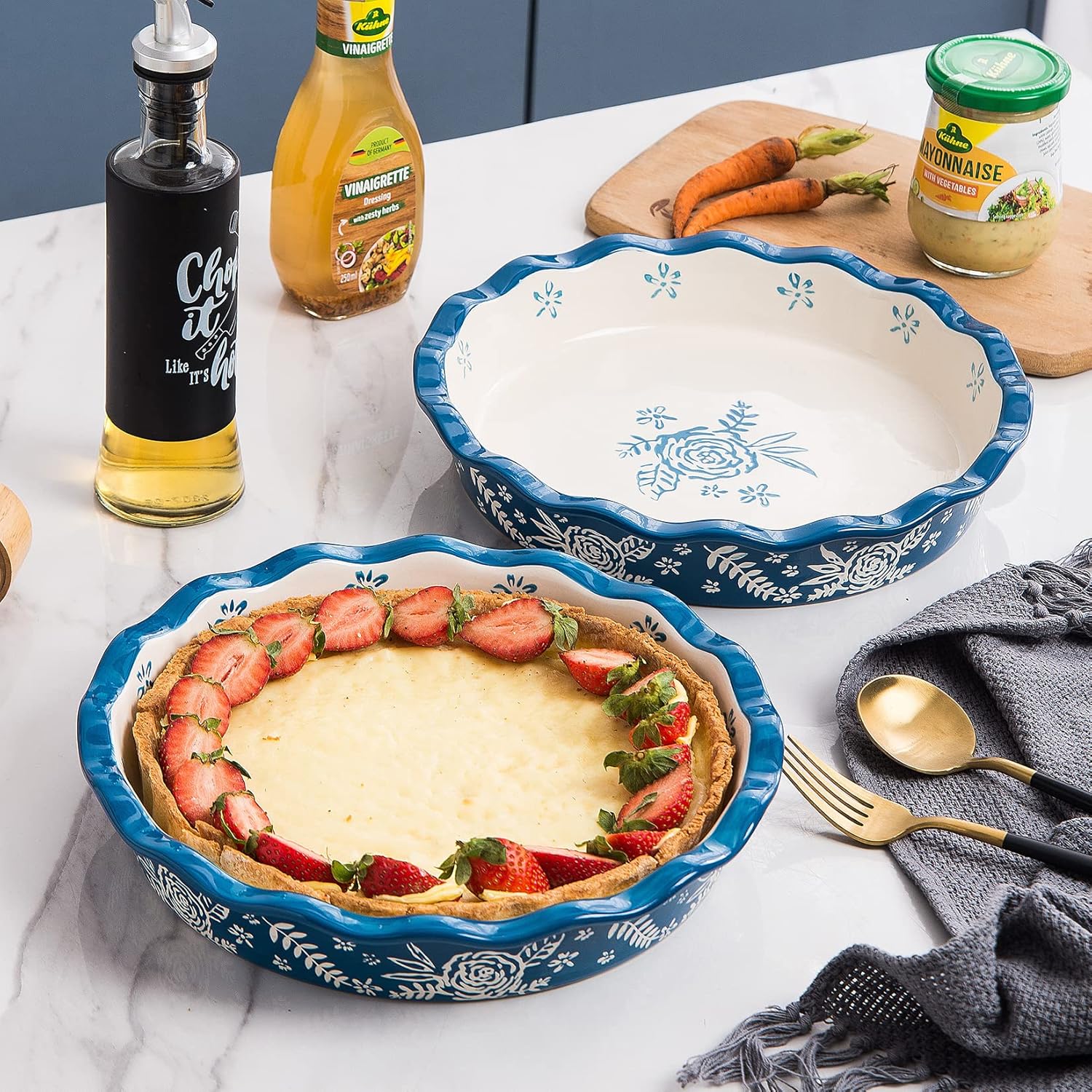 Wisenvoy Ceramic Deep Dish Pie Pan - Non-Stick Baking Dish for Perfect Pies | Durable & Easy to Clean