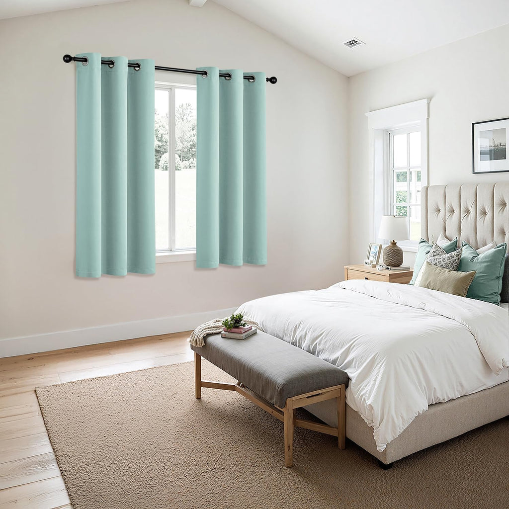 MIULEE Aqua Blackout Curtains - Thermal Insulated Room Darkening Drapes | 63 Inch, 2 Panels