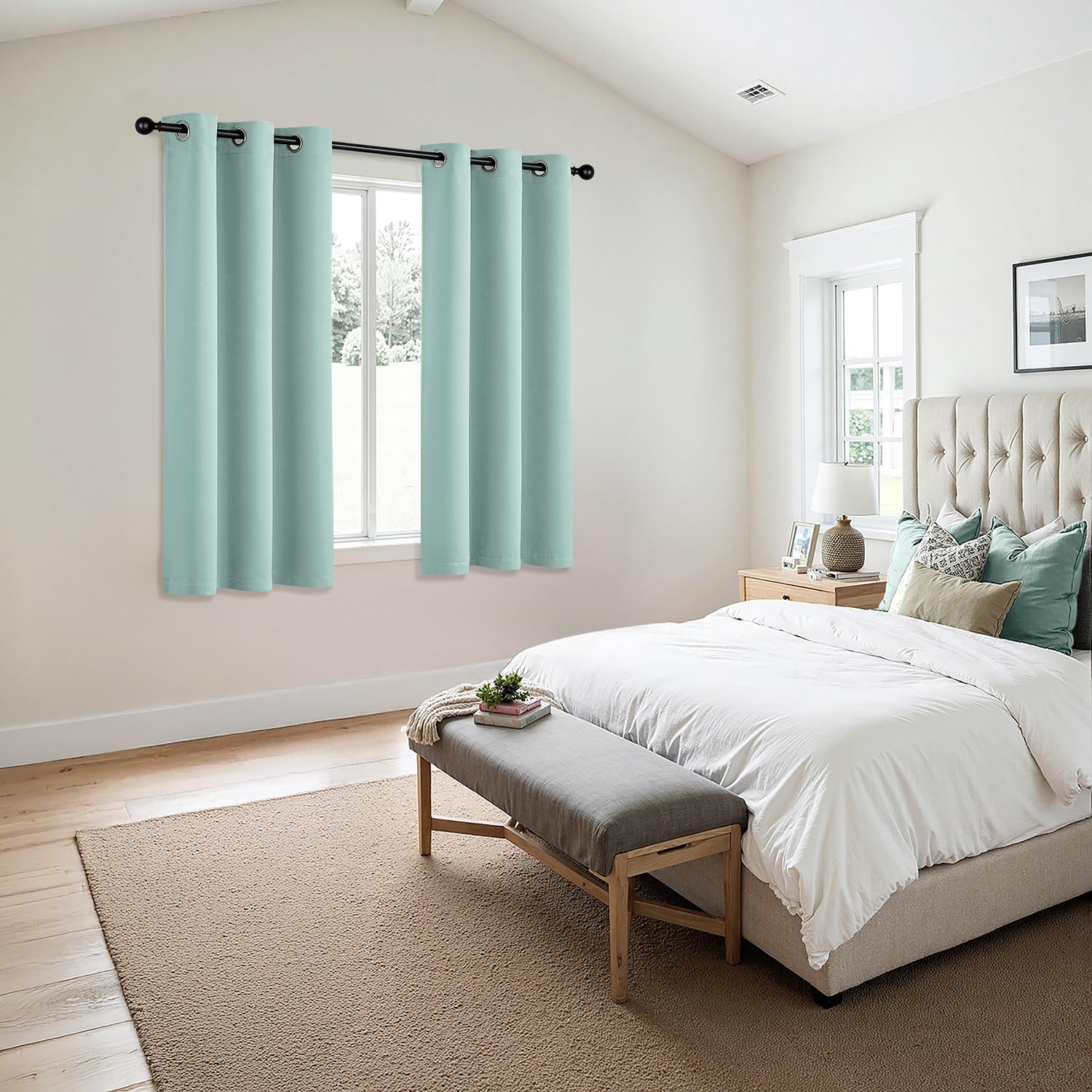 MIULEE Aqua Blackout Curtains - Thermal Insulated Room Darkening Drapes | 63 Inch, 2 Panels
