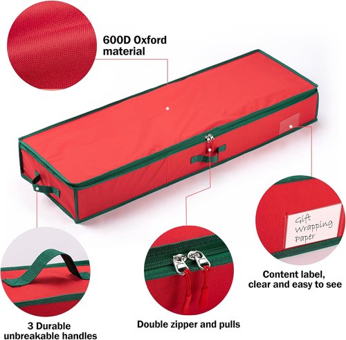 EXLIFBAG Wrapping Paper Organizer - Store Christmas Gifts, Ribbons & Ornaments | 40" Size