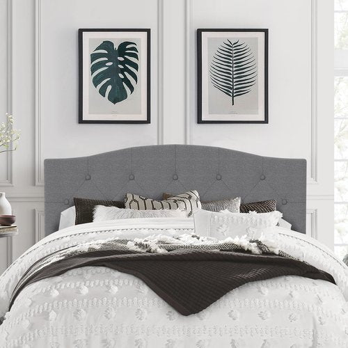 Hillsdale Provence Upholstered Arch Adjustable Tufted Full/Queen Headboard, Glacier Gray