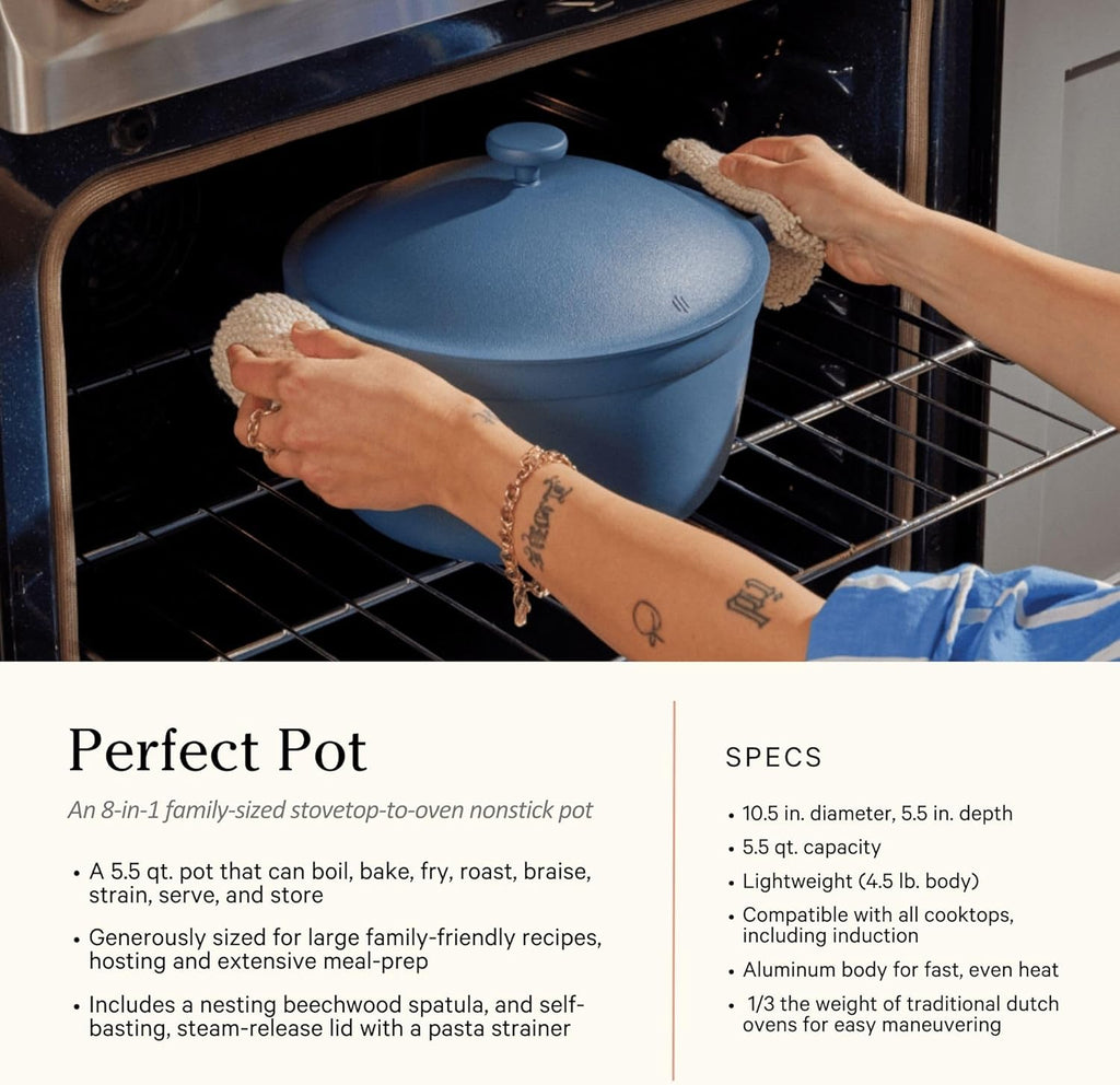 Our Place Cookware Duo - 7-Piece Ceramic Cookware Set | 10.5" Always Pan 2.0 & 5.5 Qt Perfect Pot | Induction & Oven Safe to 450°F | Nonstick, Non-Toxic | Blue Salt