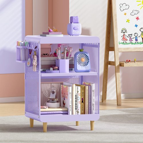 SYKIARIOL Kids Nightstand,Kids Bedside Table,Teen Girls Night Stand,Toddler Night Stand,End Table for Girls Room Storage,Purple Nightstand