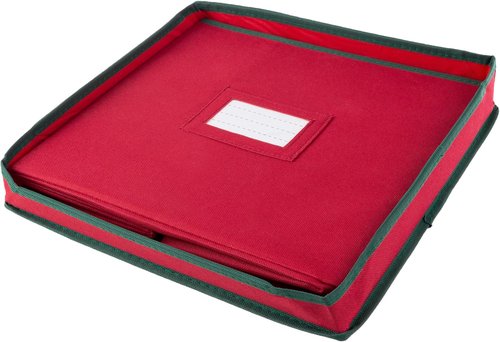Elf Stor Christmas Decor Storage Box - Red Oxford Canvas Ornament Cube With 64 Compartment Dividers | Pack of 6