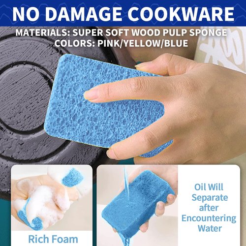 CELOX 24 Pack Durable Kitchen Sponges, Natural Wood Pulp Sponges for Dishes, Absorbent Cellulose Sponge Bulk for Cleaning Kitchen, Bathroom, DIY for Kids, 4.3" x 2.6" x 0.5"