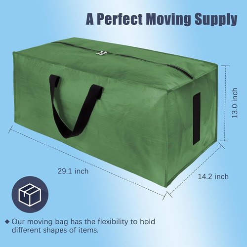 HOMESURE Large Water-Resistant Moving Bags - 12 Pack Heavy-Duty Storage Totes with Zippers & Handles | Olive Green