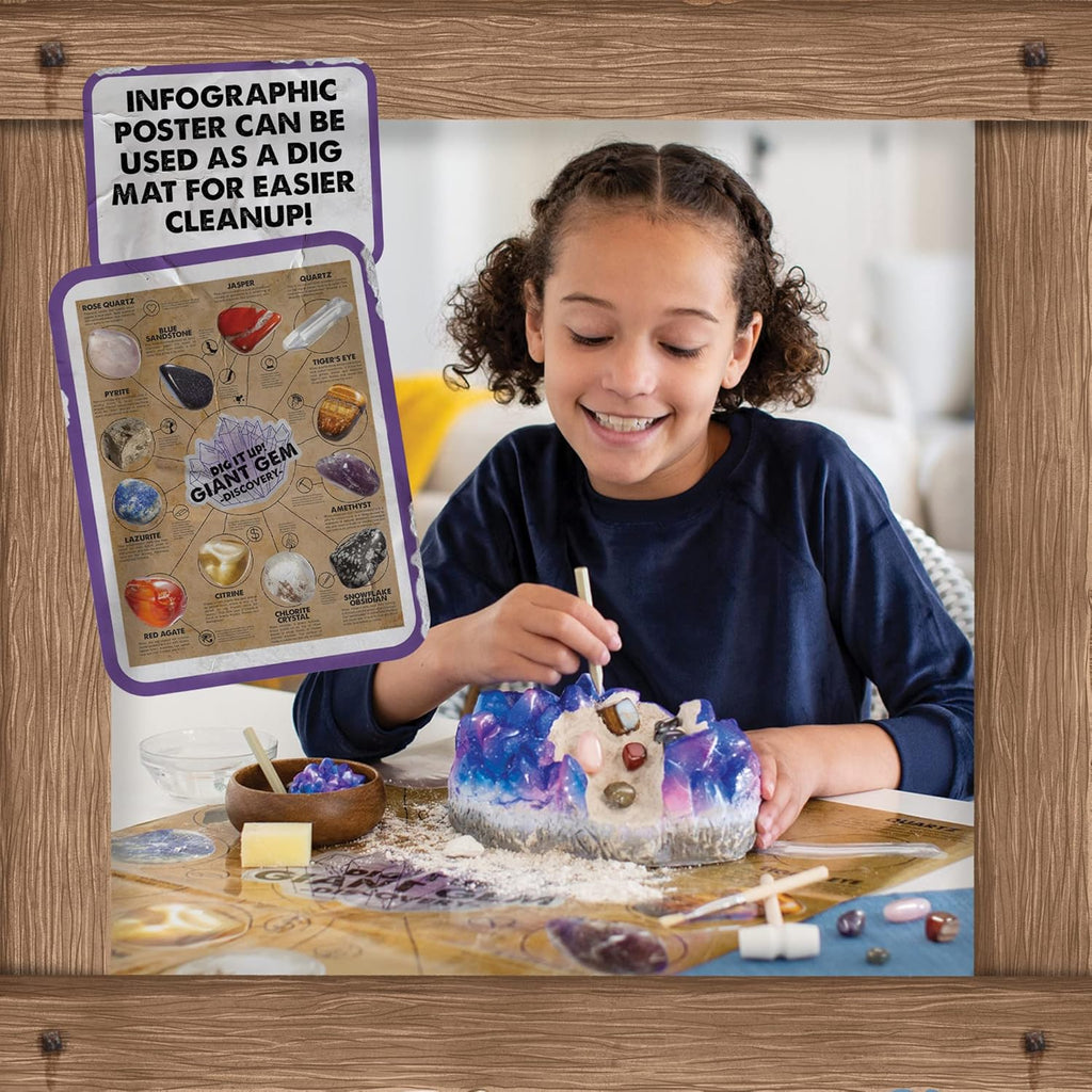 MindWare Dig It Up Giant Gem Discovery Kit | Engaging Geology Experience for Kids with 12 Real Gemstones - Ages 4+