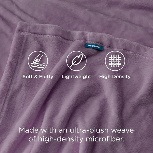 Bedsure GentleSoft Fleece Blanket - Cozy Lightweight Plush Queen Size in Fog Purple, 90x90 Inches