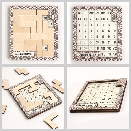 Daily Calendar Puzzle by Skiennix - Challenging Wooden Puzzle for Adults | Perfect Easter & Christmas Gift