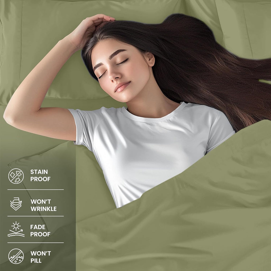 Utopia Bedding Queen Size Sheet Set - Soft Microfiber Bed Sheets, 4-Piece - Oeko-Tex Certified (Olive)
