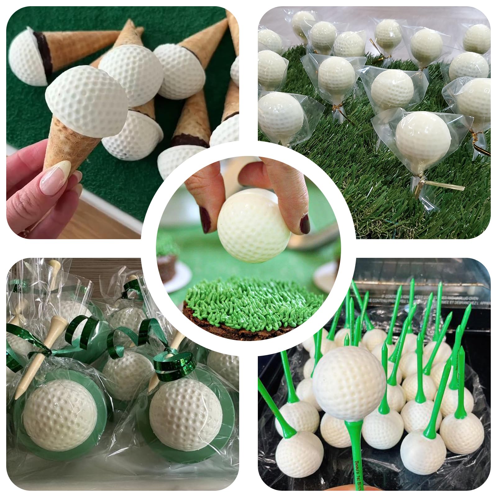 Wrbin 2 Pack Golf Ball Mold, Silicone Golf Ball Cake Pop Mold, 20-Cavity 3D Sphere Mold for Chocolate,Cake Pops, Ice Cubes, Bath bombs