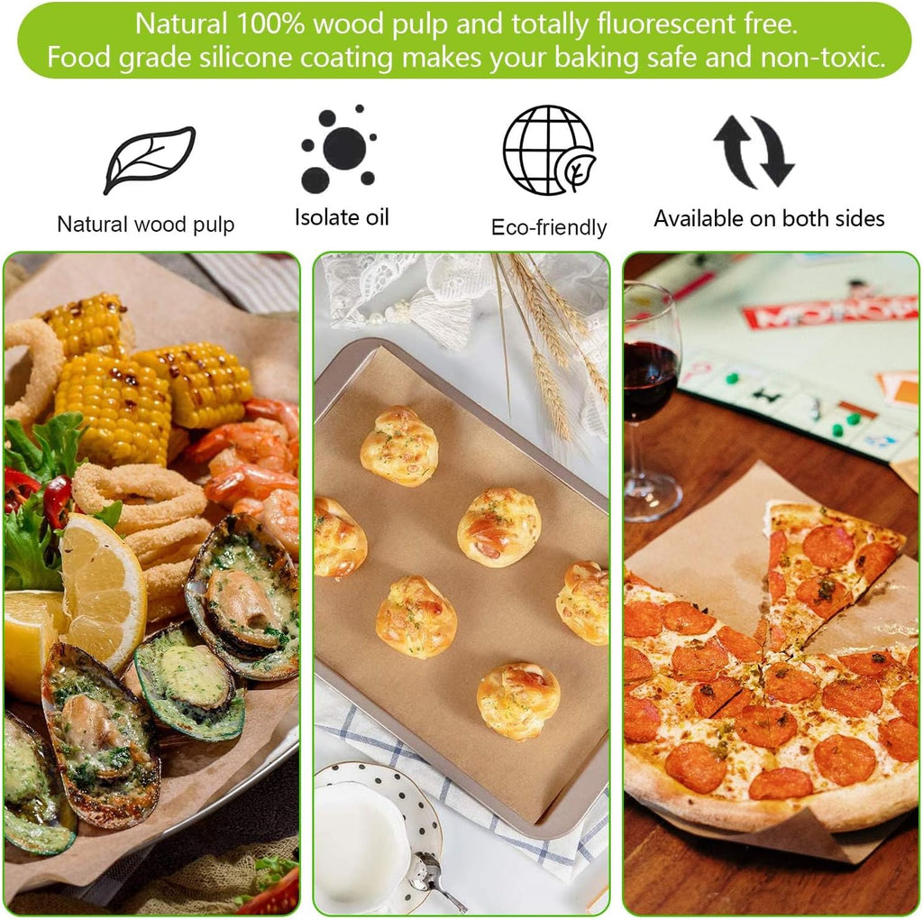 QYH Parchment Paper Sheets - 300 Unbleached Precut Baking Sheets, 8x12 Inches for Cookies & Cooking