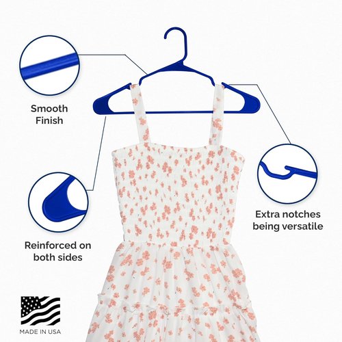 Closetselect Plastic Hangers 50 Pack - Durable Non-Slip Clothes Hangers with Notches & Grooves | Made in USA