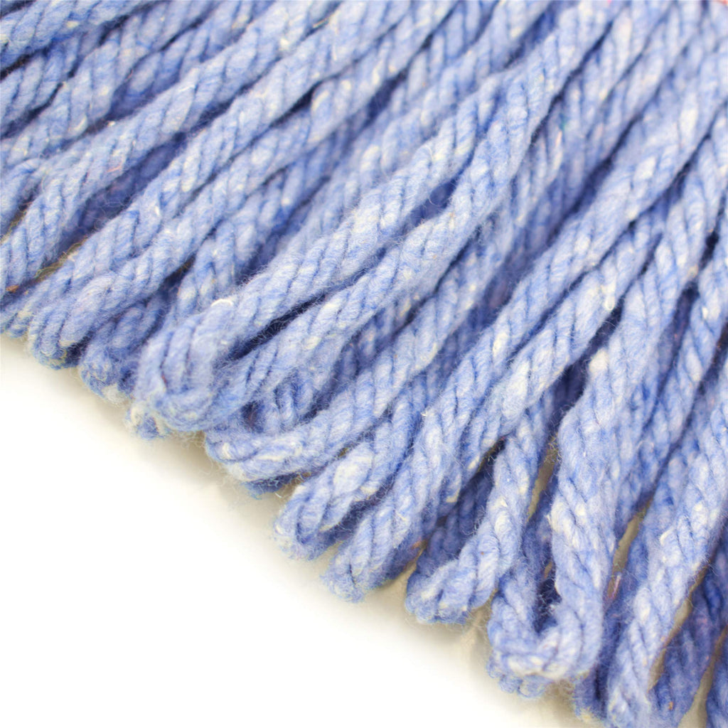 String Mop Heads Replacement Heavy Duty Commercial Grade Blue Cotton Looped End Wet Industrial Cleaning Mop Head Refills (1, Medium)