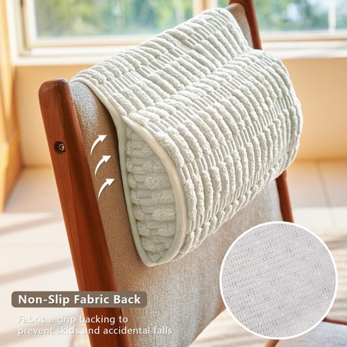 BETTELOOM Headrest and Support Pillow,Recliner Pillow for Neck, Head, or Foot for Office or Massage Chairs, Neck Pain Relief and Cervical Support. Nonslip, Zipped Cover.(Cream, 5.5" Wx13 Lx3 H)