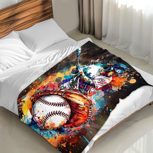 Kids Blankets for Boys Baseball Players Lovers, 50x40 Inches Soft Cozy Warm Baseball Themed Stuff Flannel Throw Gifts Sports Blanket for Couch Sofa Trip Camp