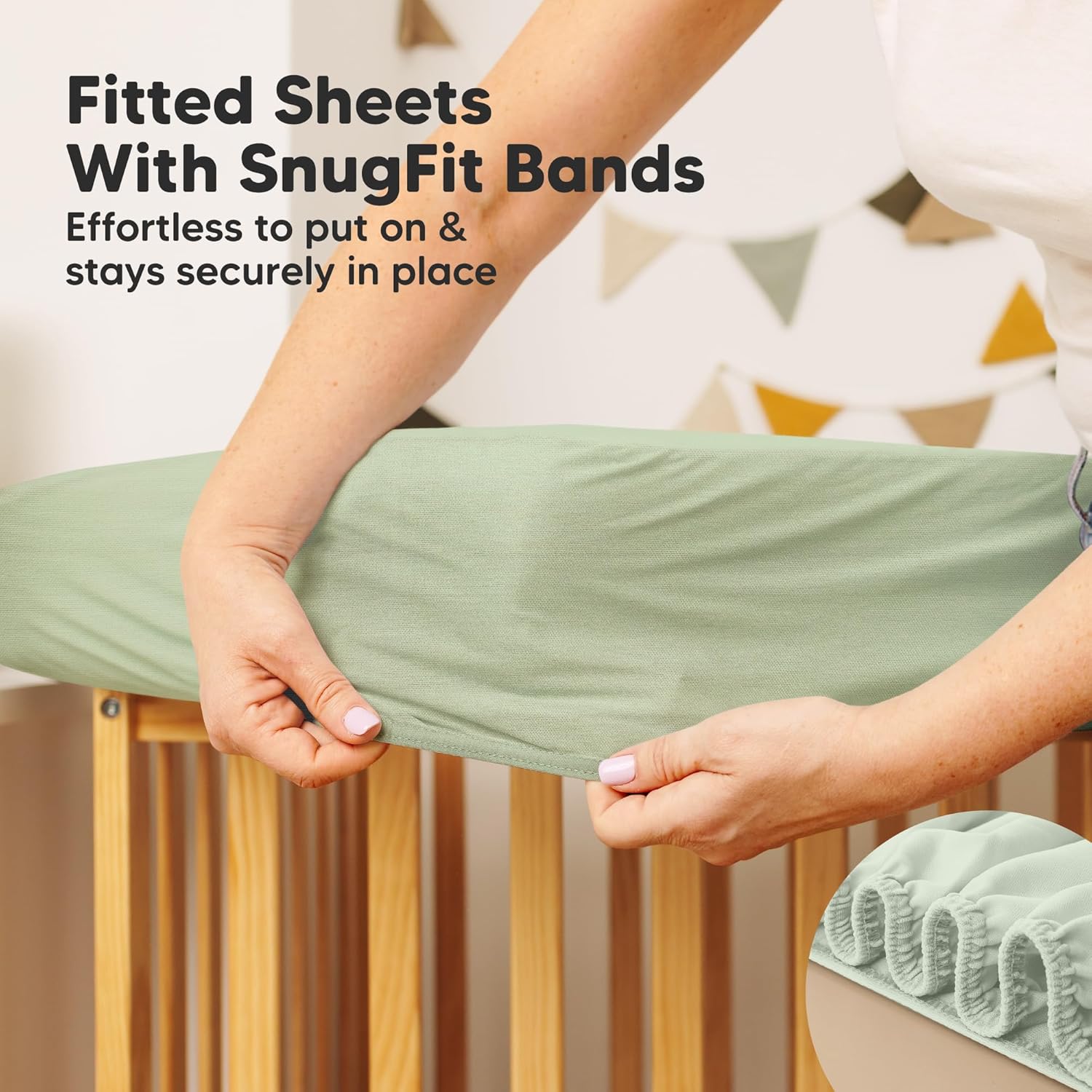 Skiennix 2-Pack Waterproof Crib Mattress Protector - Soft Quilted Cotton, Machine Washable, 52" x 28" (Soft Fern/Quin)