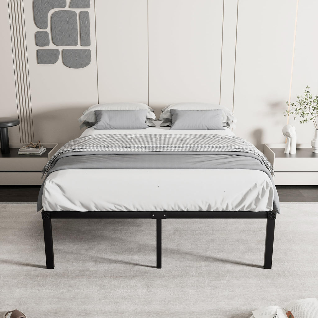 VECELO 16" Full Size Metal Platform Bed Frame,Heavy Duty Steel Slat/Easy Assembly Mattress Foundation/No Box Spring Needed