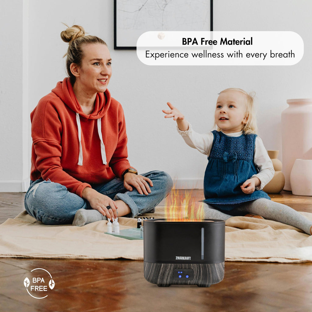 ZMARKRAFT® 3L Large Humidifier with Special Flame Light Effect, Quiet Ultrasonic Humidifying, Top Fill and Adjustable Mist Level, Cool Mist Humidifier for Any Season for Bedroom and Living Room