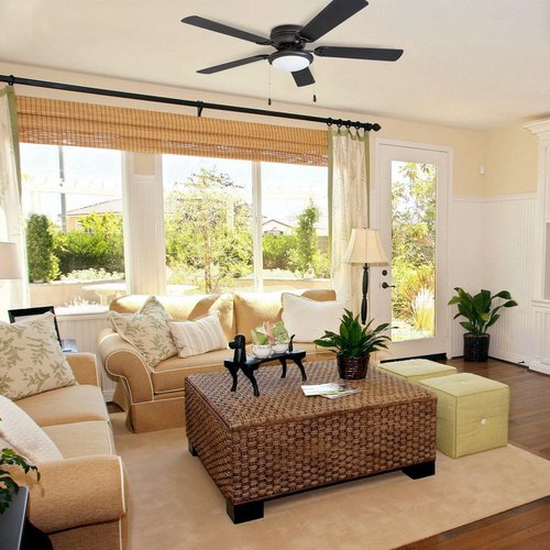 Portage Bay 50251 Hugger 52" Matte Black West Hill Ceiling Fan with Bowl Light Kit