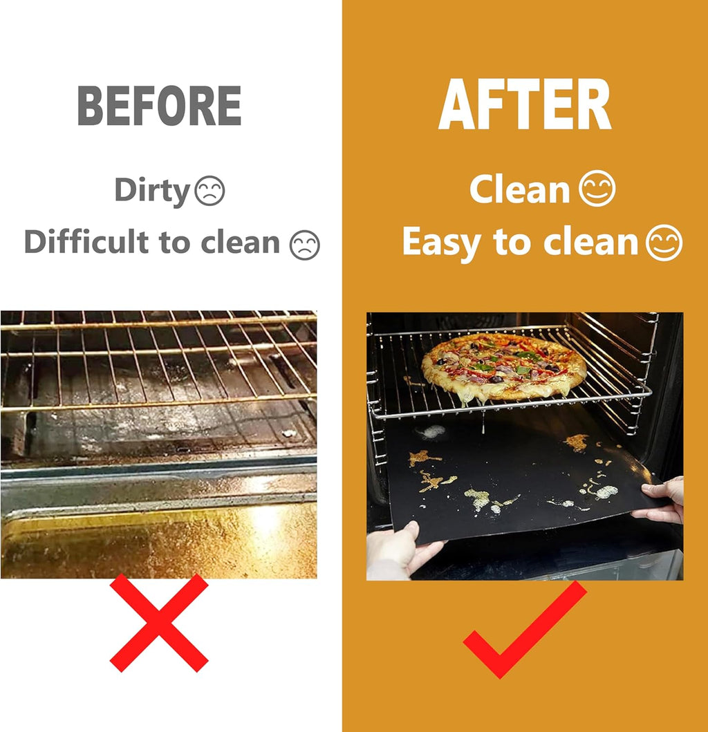 Skiennix Non-Stick Oven Liners - Heavy Duty Reusable Teflon Baking Mat for Electric & Gas Ovens | Large Size