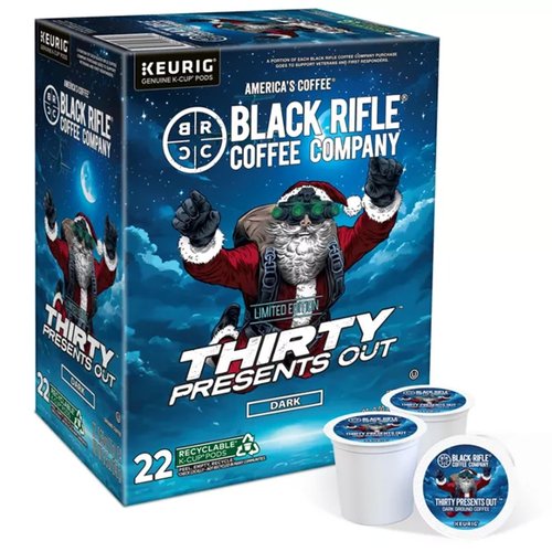 Black Rifle Coffee Company Dark Roast Coffee Pods – 100% Arabica, Bold, Smoky Single-Serve K-Cup Compatible – Veteran-Founded Premium Coffee – Thirty Presents Out – 22 Count