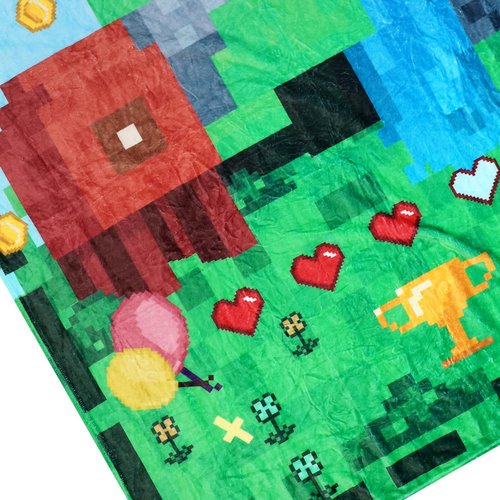 SAVITA Pixel Plush Throw Blanket, Soft Kids Bedding, 150x130cm/59.06x51.18in Lightweight Cozy Travel Blanket Video Game Bedding for Airplane Car Camping & Home Use