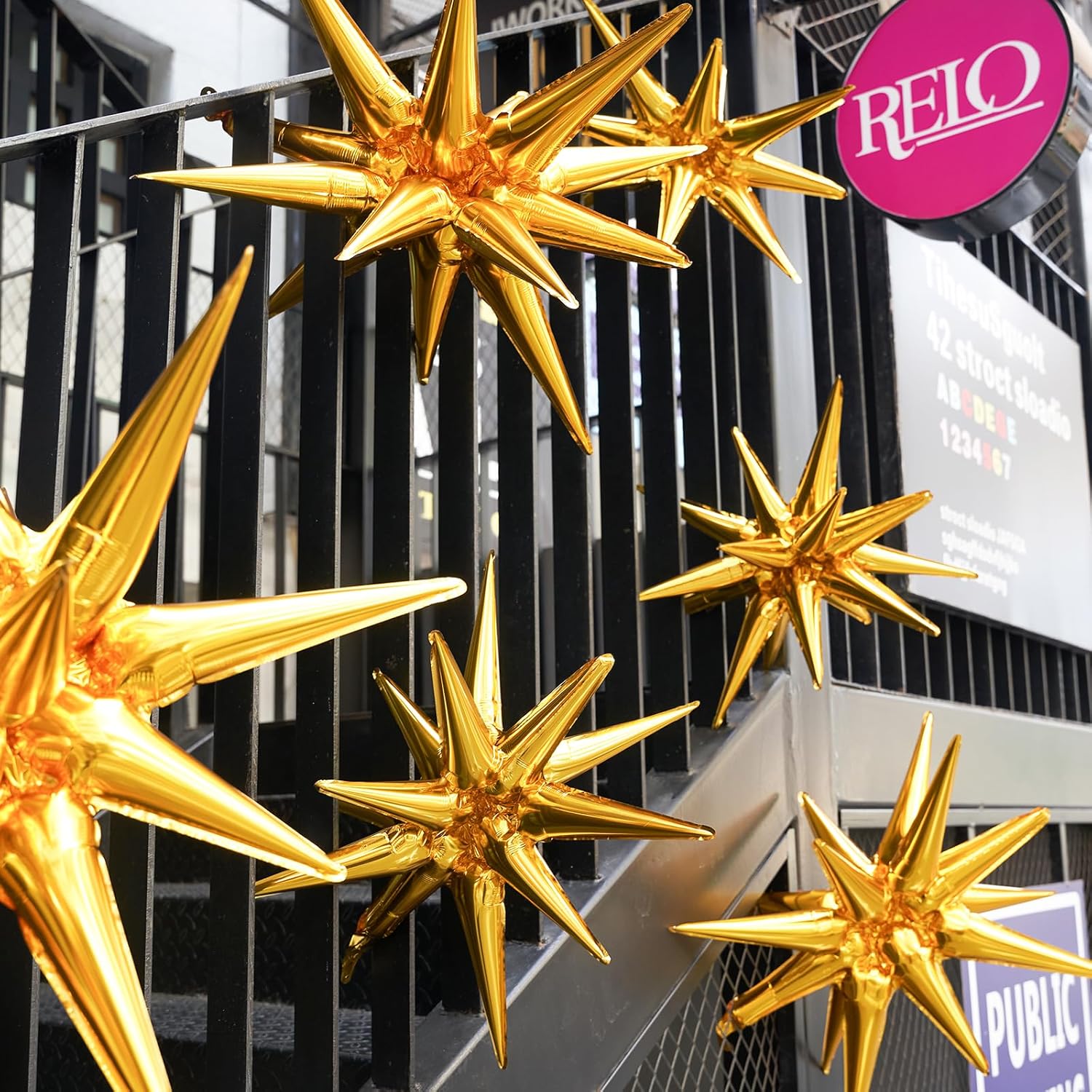 PartyWoo Metallic Gold Star Foil Balloons - 6 Different Sizes | 22-Inch Mylar Pack for Celebrations