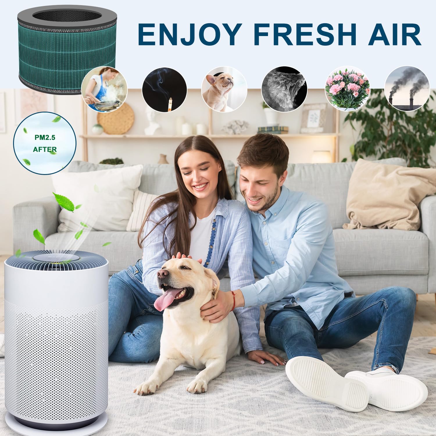 Slirceods AS601HBB0 Pet Filter Compatible with LG PuriCare 360 Air Purifiers,Item model number :AS601HBB0,H13 Activated carbon Filter, 360 Degrees of Filtration(1pack)