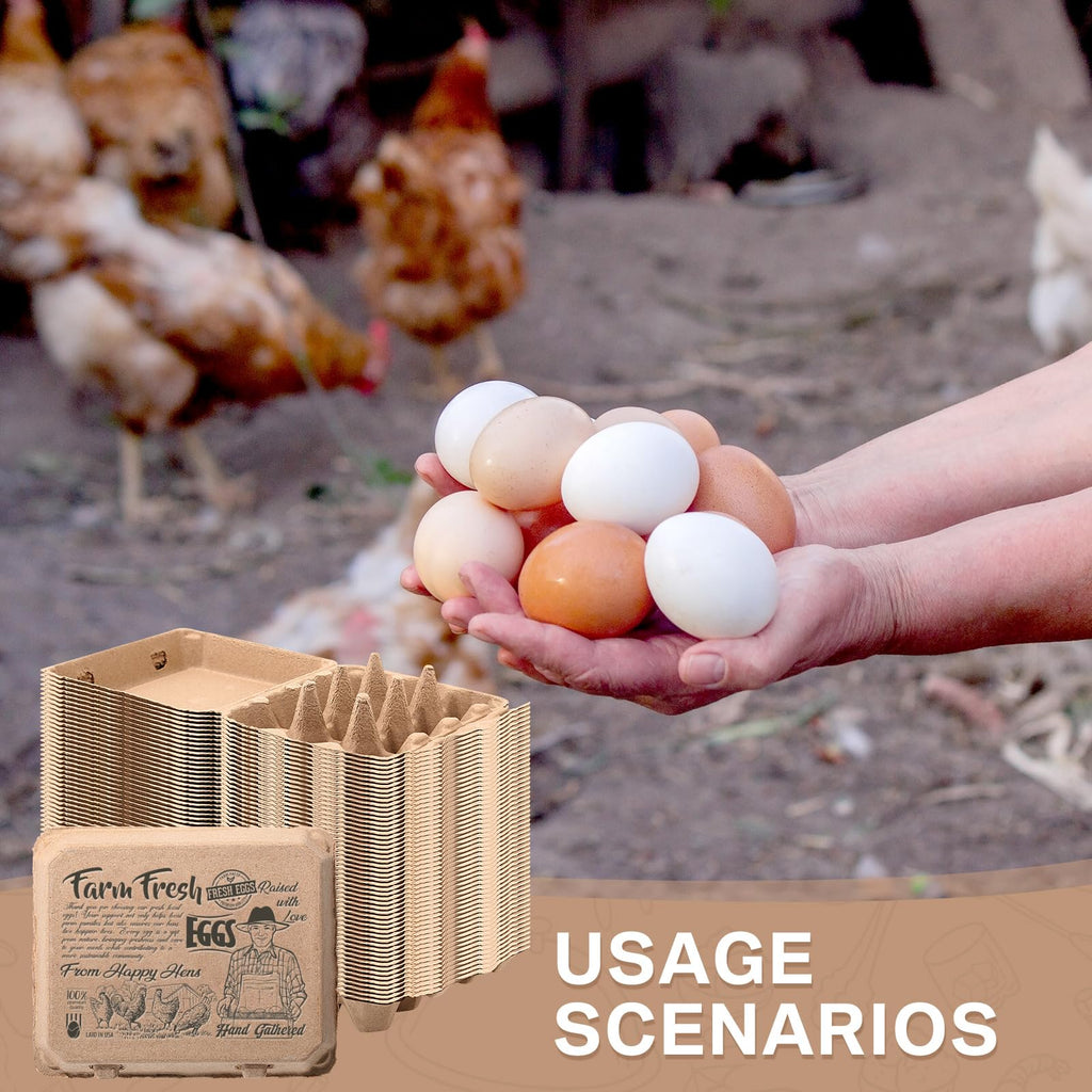 Honeydak 50 Pcs Egg Cartons Bulk 12 Count 3x4 Style Pulp Paper Egg Tray Dozen Reusable Container Holder Storage Box for Supermarkets Fresh Kitchen Vegetable Family Farm Markets