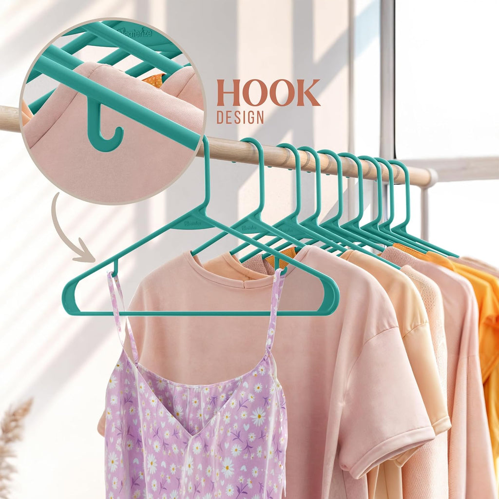 Plastic Hangers 20 Pack Aqua - Space-Saving Clothes Hangers for Closet Organization | Perfect for Coats
