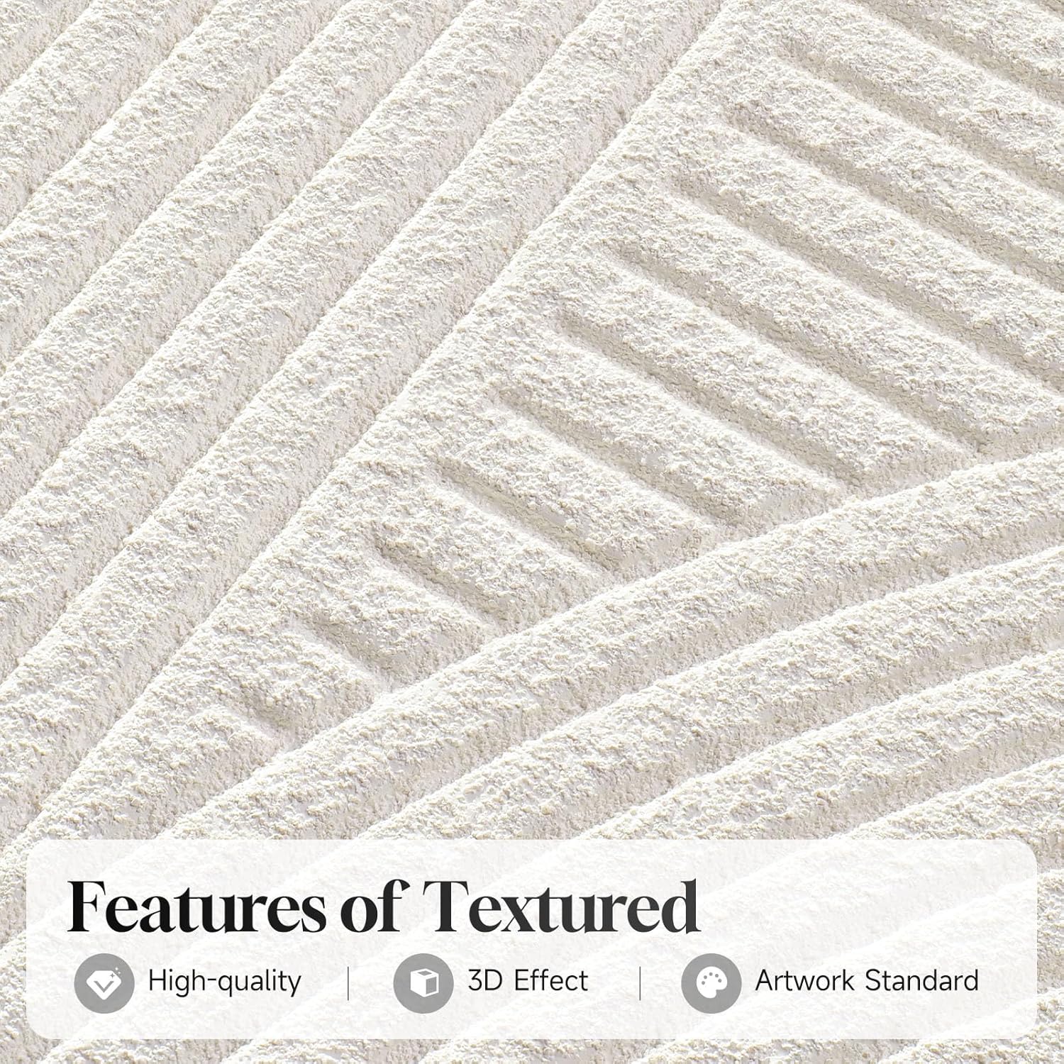 Skiennix Large Framed 3D Textured Abstract Wall Art - Modern White Geometric Decor | 24x36 In, 3 Piece Set