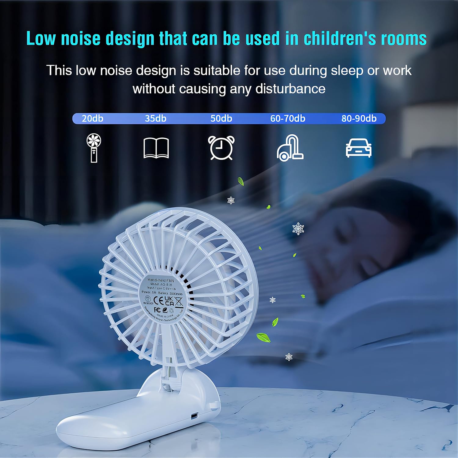 Psecici Mini Portable Handheld Fan - 4 Speed Levels | 180° Foldable Design for Travel & Office